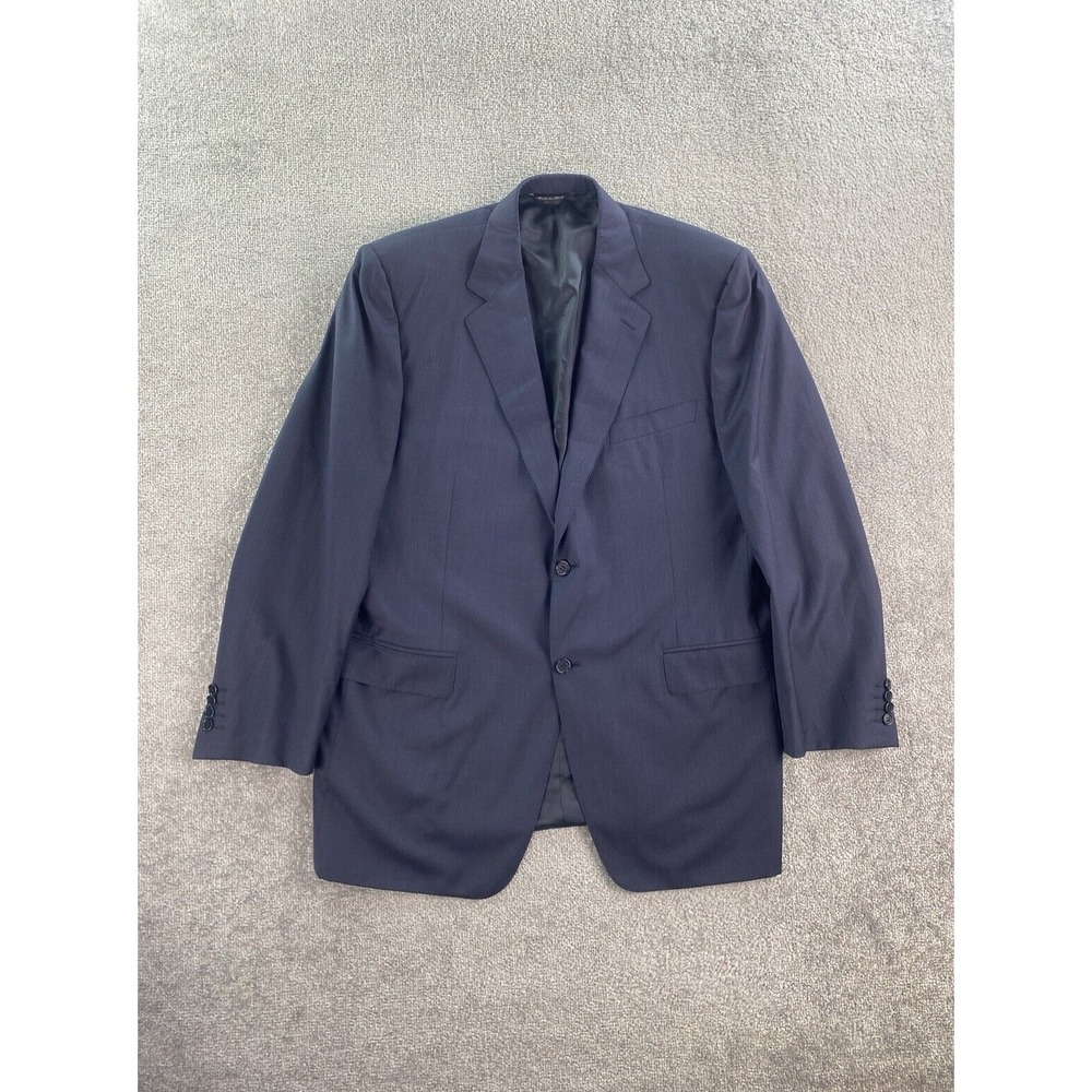 Canali Suit Jacket 46 L Blue Wool Striped Designer Luxury Premium Sport Italy
